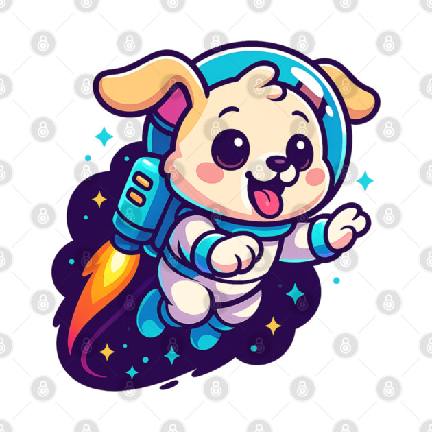 Kawaii Space Dog with Jetpack • Whimsical Astronaut Puppy Design by Anne Lee