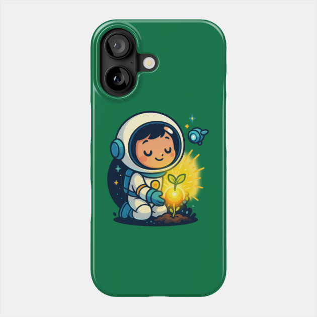 Kawaii Child Astronaut Caring for Plant • Adorable Sci-Fi Nature Design Phone Case by Anne Lee