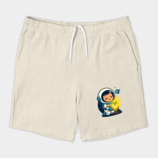 Kawaii Child Astronaut Caring for Plant • Adorable Sci-Fi Nature Design Shorts