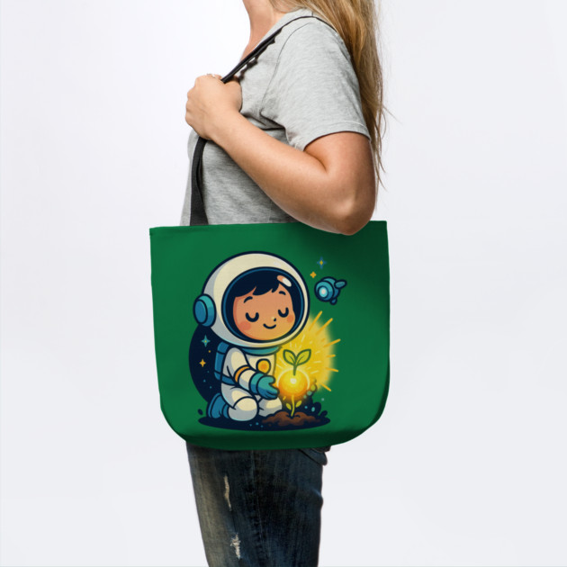 Kawaii Child Astronaut Caring for Plant • Adorable Sci-Fi Nature Design by Anne Lee
