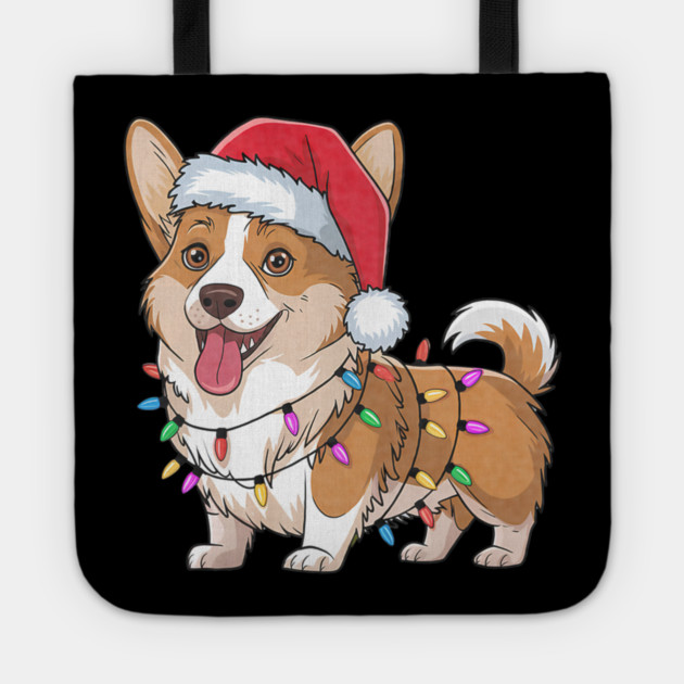 Cardigan Welsh Corgi Christmas Lights Xmas Dogs Tote by yangho