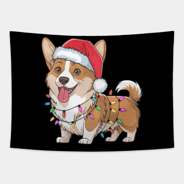 Cardigan Welsh Corgi Christmas Lights Xmas Dogs Tapestry by yangho