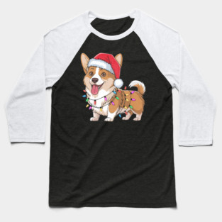 Cardigan Welsh Corgi Christmas Lights Xmas Dogs Baseball T-Shirt