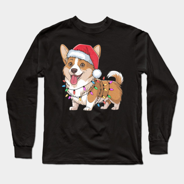 Cardigan Welsh Corgi Christmas Lights Xmas Dogs Long Sleeve T-Shirt by yangho