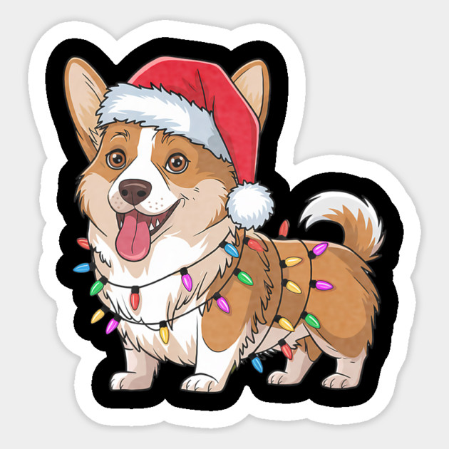 Cardigan Welsh Corgi Christmas Lights Xmas Dogs Sticker by yangho