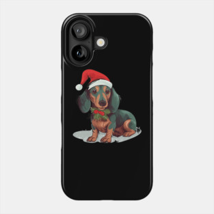 Christmas Dachshund Dogs Santa Hat Pet Weenie Phone Case