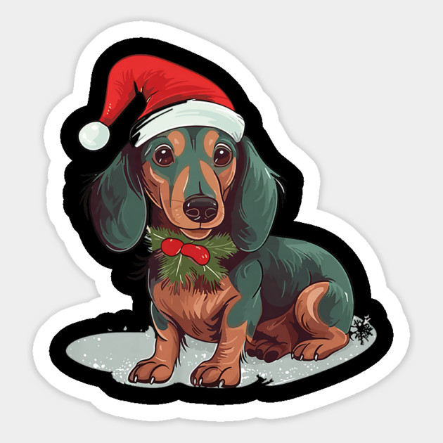 Christmas Dachshund Dogs Santa Hat Pet Weenie Magnet by yangho