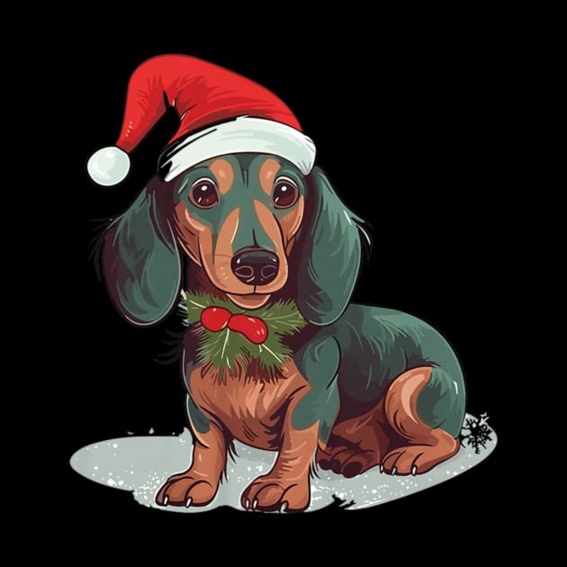Christmas Dachshund Dogs Santa Hat Pet Weenie by yangho