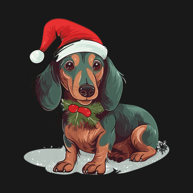 Christmas Dachshund Dogs Santa Hat Pet Weenie by yangho