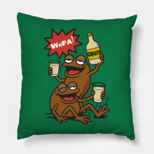 Funny Puerto Rican Coquí Frogs Drinking Coquito Saying WePA! Pillow