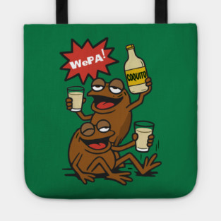 Funny Puerto Rican Coquí Frogs Drinking Coquito Saying WePA! Tote