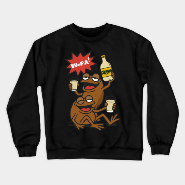 Funny Puerto Rican Coquí Frogs Drinking Coquito Saying WePA! Crewneck Sweatshirt by creative