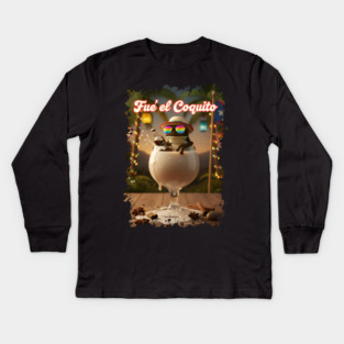 Fué el Coquito Funny Puerto Rican Christmas Coquí Frog Boricua Kids Long Sleeve T-Shirt