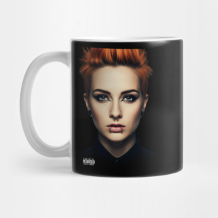 Parental Advisory Explicit Content - Gorgeous Pierced Model with Orange Hair Grunge Style Mug