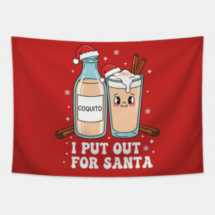 Funny Coquito Christmas “I Put Out for Santa” Cute Puerto Rican Tapestry