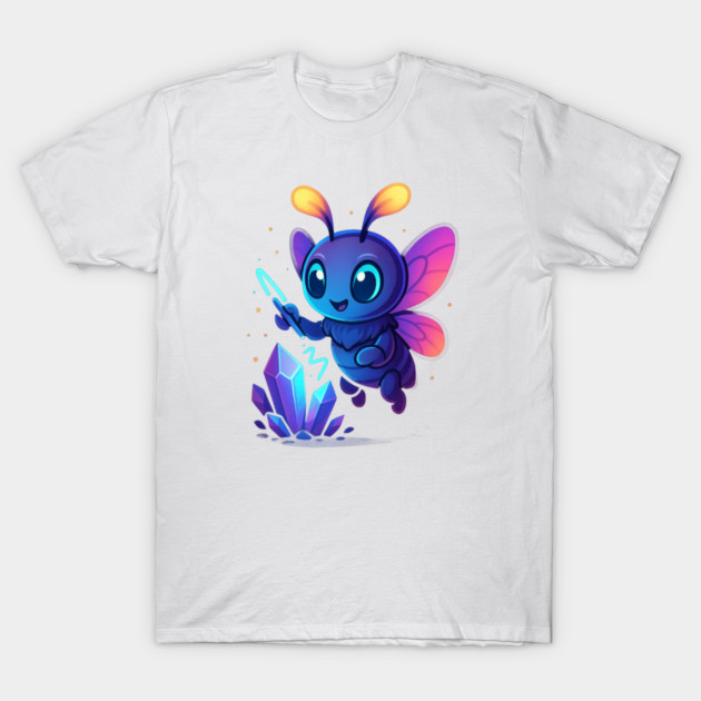 Cute Magical Bug with Glowing Crystals • Whimsical Fantasy Art T-Shirt by Anne Lee