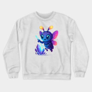 Cute Magical Bug with Glowing Crystals • Whimsical Fantasy Art Crewneck Sweatshirt