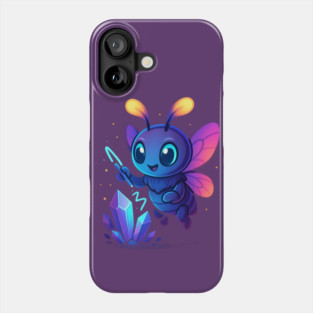 Cute Magical Bug with Glowing Crystals • Whimsical Fantasy Art Phone Case