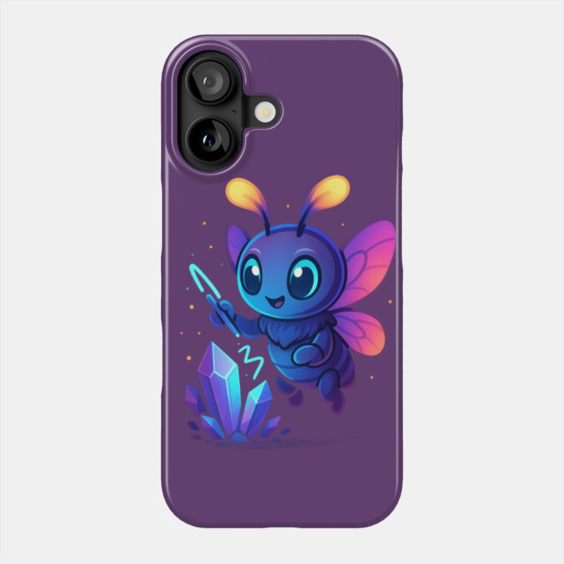 Cute Magical Bug with Glowing Crystals • Whimsical Fantasy Art Phone Case by Anne Lee