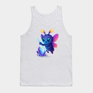 Cute Magical Bug with Glowing Crystals • Whimsical Fantasy Art Tank Top
