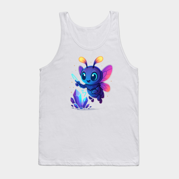Cute Magical Bug with Glowing Crystals • Whimsical Fantasy Art Tank Top by Anne Lee