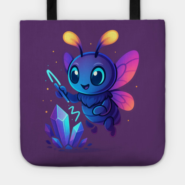 Cute Magical Bug with Glowing Crystals • Whimsical Fantasy Art Tote by Anne Lee
