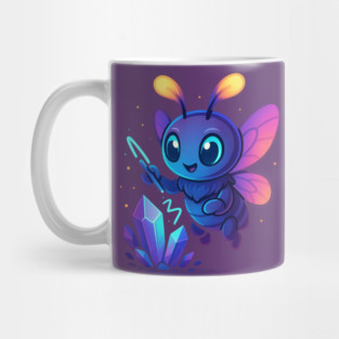 Cute Magical Bug with Glowing Crystals • Whimsical Fantasy Art Mug