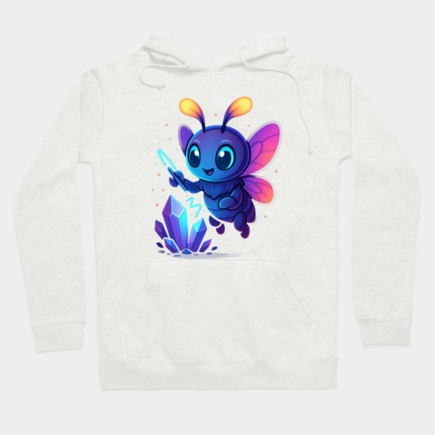 Cute Magical Bug with Glowing Crystals • Whimsical Fantasy Art Hoodie by Anne Lee