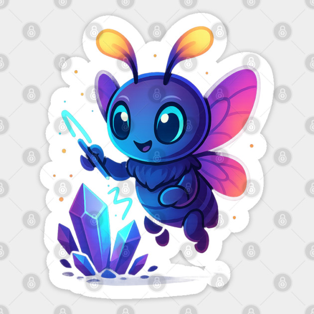Cute Magical Bug with Glowing Crystals • Whimsical Fantasy Art Sticker by Anne Lee