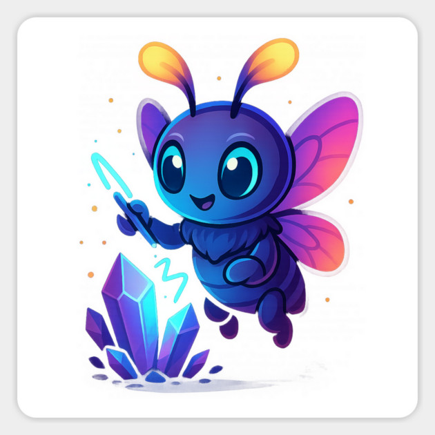Cute Magical Bug with Glowing Crystals • Whimsical Fantasy Art Magnet by Anne Lee