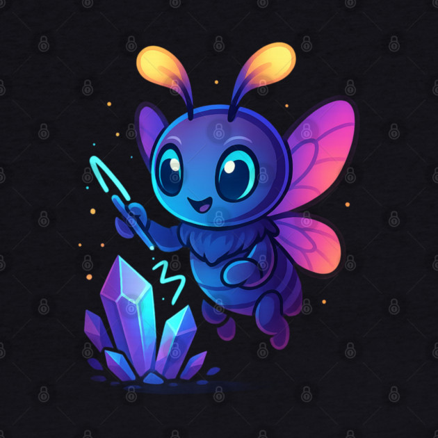 Cute Magical Bug with Glowing Crystals • Whimsical Fantasy Art by Anne Lee