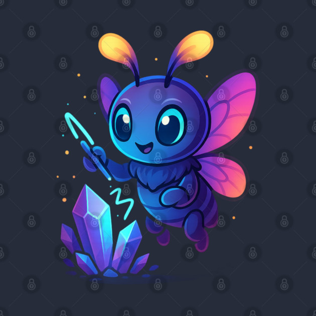 Cute Magical Bug with Glowing Crystals • Whimsical Fantasy Art by Anne Lee