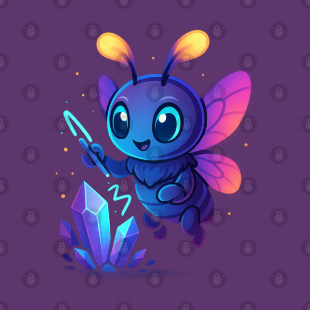 Cute Magical Bug with Glowing Crystals • Whimsical Fantasy Art by Anne Lee