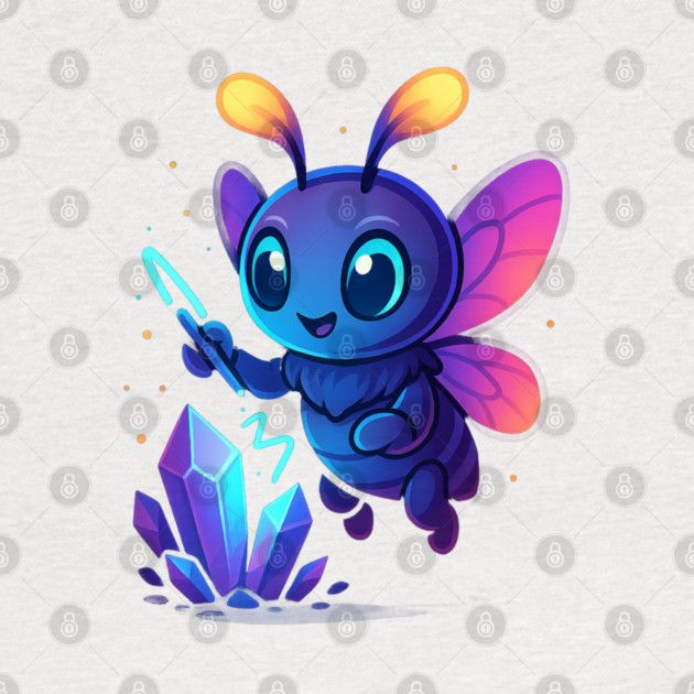 Cute Magical Bug with Glowing Crystals • Whimsical Fantasy Art by Anne Lee