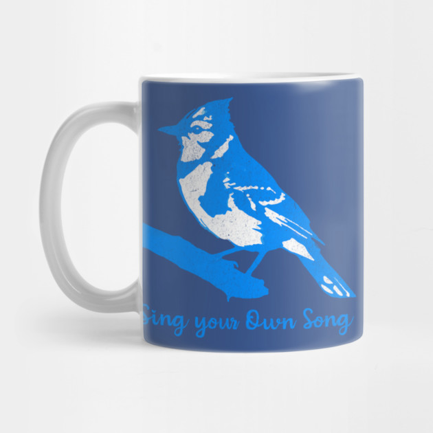 Blue Jay “Sing Your Own Song” – Inspirational Bird Art in Bright Blue Silhouette Style by DonWillisJrArt