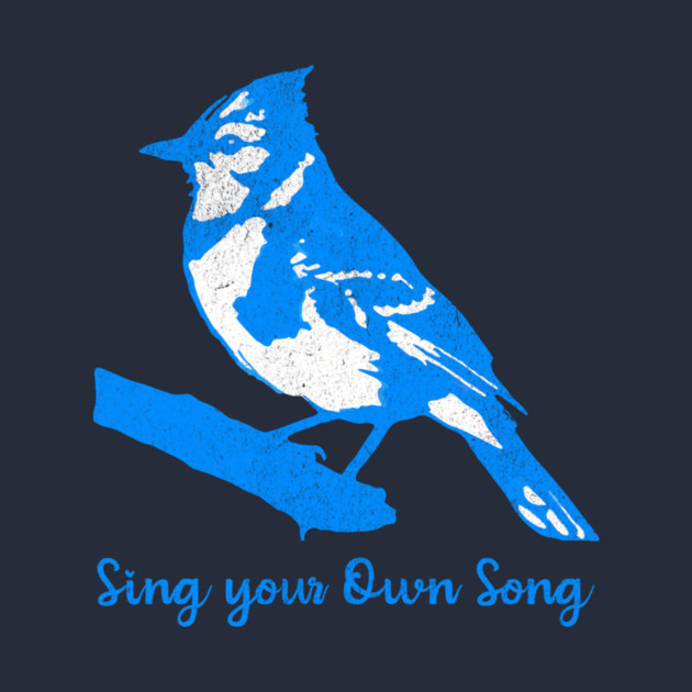 Blue Jay “Sing Your Own Song” – Inspirational Bird Art in Bright Blue Silhouette Style by DonWillisJrArt