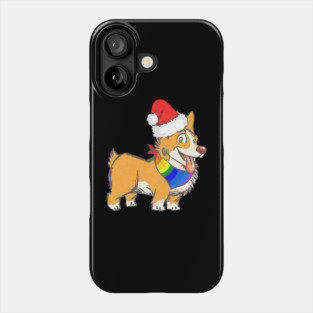 Christmas Gay Lesbian Pride Cute Santa Hat Corgi Dog Phone Case