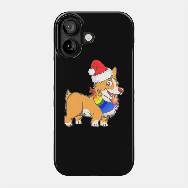 Christmas Gay Lesbian Pride Cute Santa Hat Corgi Dog Phone Case by yangho
