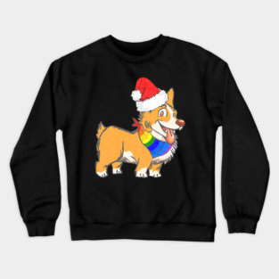 Christmas Gay Lesbian Pride Cute Santa Hat Corgi Dog Crewneck Sweatshirt