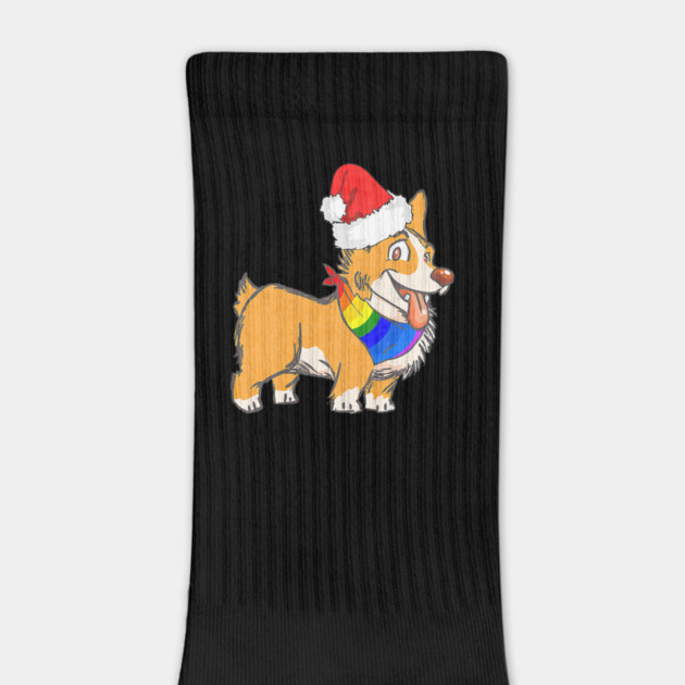 Christmas Gay Lesbian Pride Cute Santa Hat Corgi Dog by yangho
