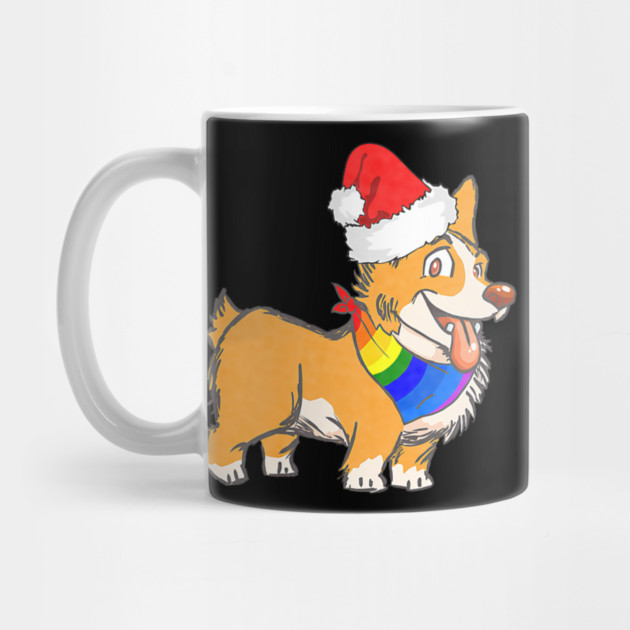 Christmas Gay Lesbian Pride Cute Santa Hat Corgi Dog by yangho
