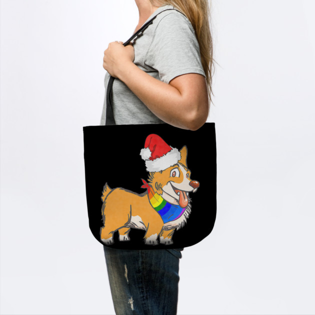 Christmas Gay Lesbian Pride Cute Santa Hat Corgi Dog by yangho