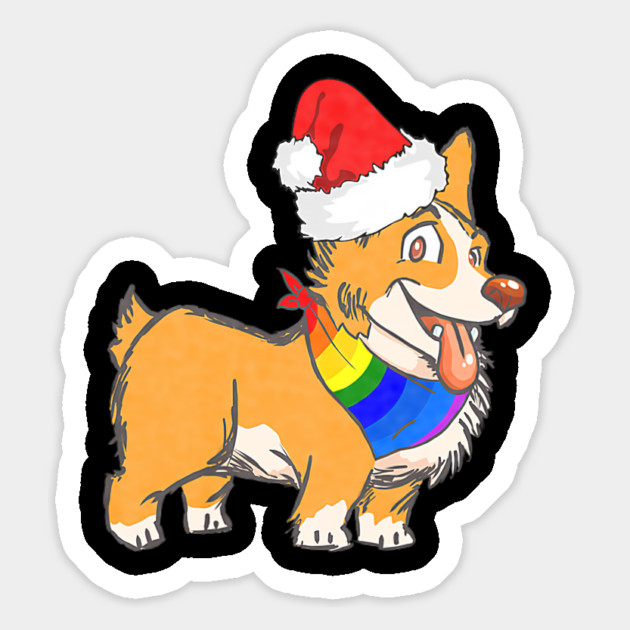 Christmas Gay Lesbian Pride Cute Santa Hat Corgi Dog Magnet by yangho