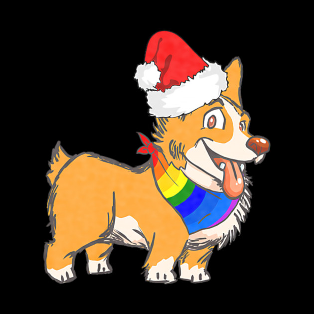 Christmas Gay Lesbian Pride Cute Santa Hat Corgi Dog by yangho