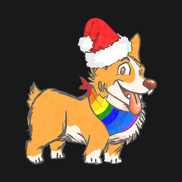 Christmas Gay Lesbian Pride Cute Santa Hat Corgi Dog by yangho