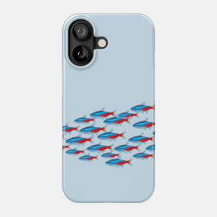 Neon Tetra School – Colorful Tropical Aquarium Fish Art Phone Case
