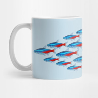 Neon Tetra School – Colorful Tropical Aquarium Fish Art Mug