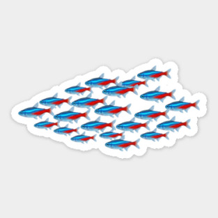 Neon Tetra School – Colorful Tropical Aquarium Fish Art Sticker