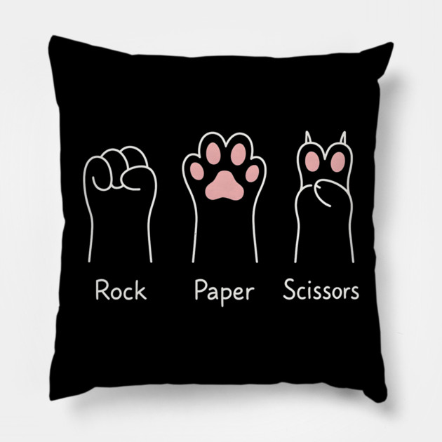 Rock Paper Scissors Cat Paws – Funny Animal Paw Game Graphic Pillow by MakerMind8.2