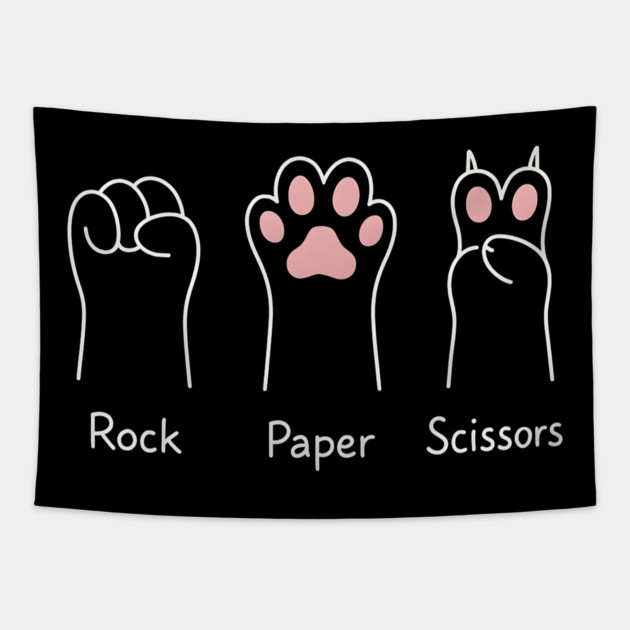 Rock Paper Scissors Cat Paws – Funny Animal Paw Game Graphic Tapestry by MakerMind8.2